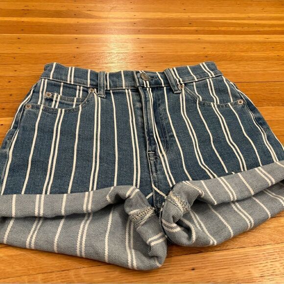 Gap blue/white stripe denim Mom shorts NWT - Picture 3 of 5